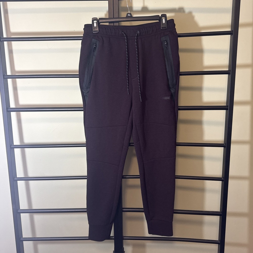 American‎ Eagle Jogger Pants Men's S Casual Burgundy Tapered Stretch Drawstring